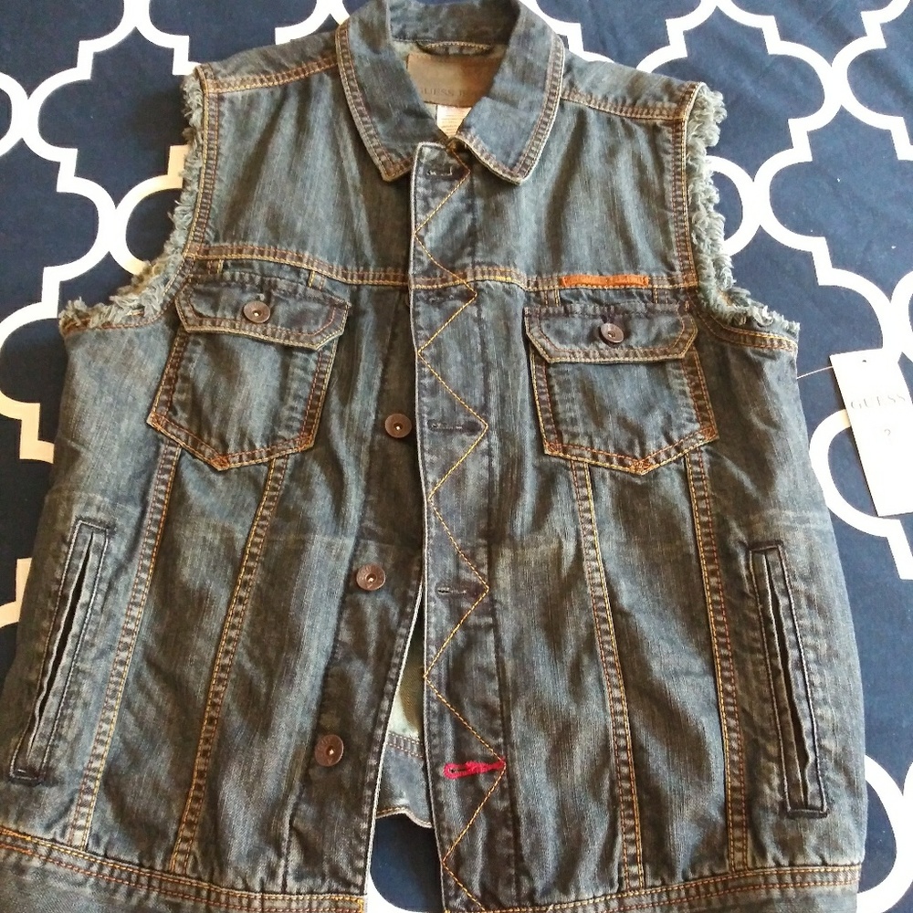 Brand New GUESS jean vest for young adult